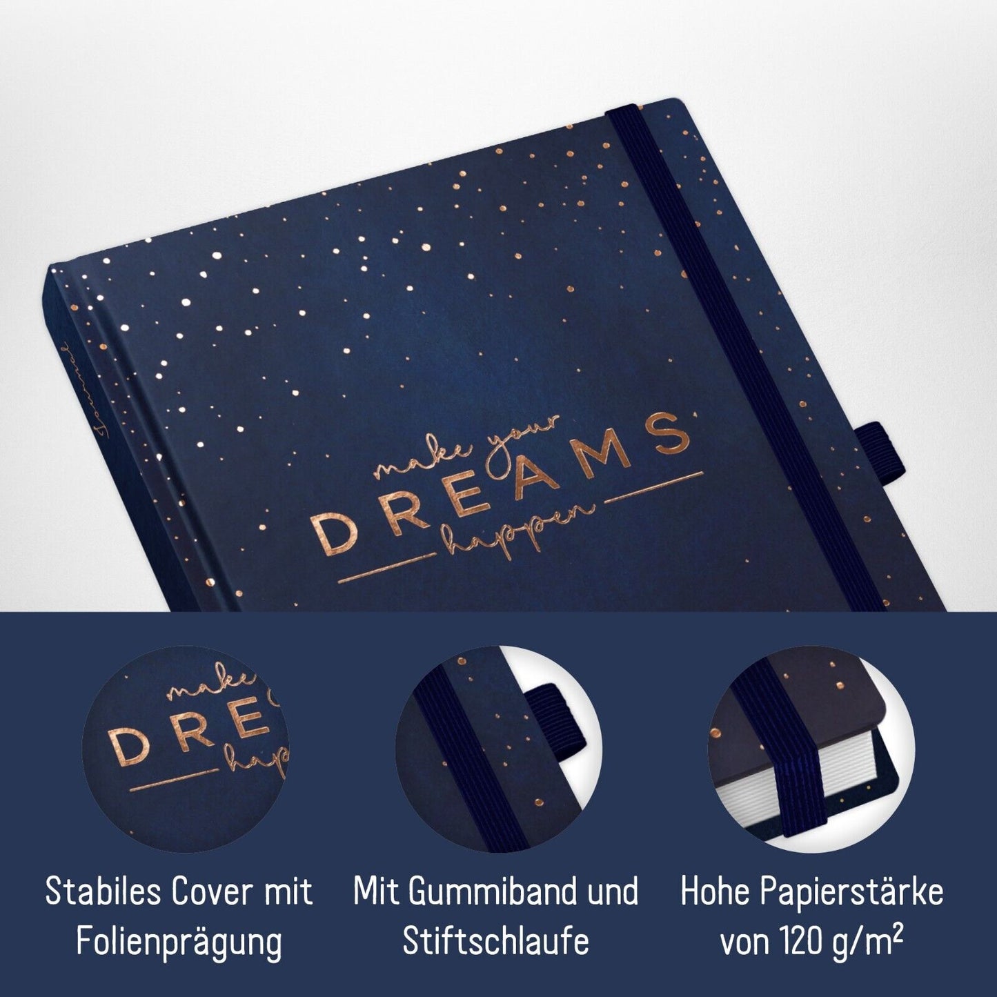 paper&you Journal Premium / dotted / A5 / Make your dreams happen / Häfft