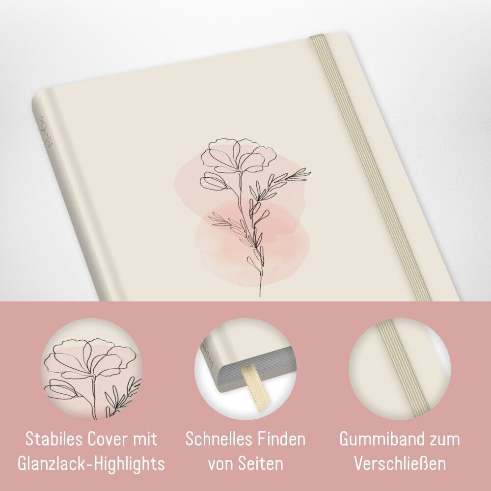 paper&you Notizbuch Classic A5 / kariert / Dainty Flower / Häfft-Verlag