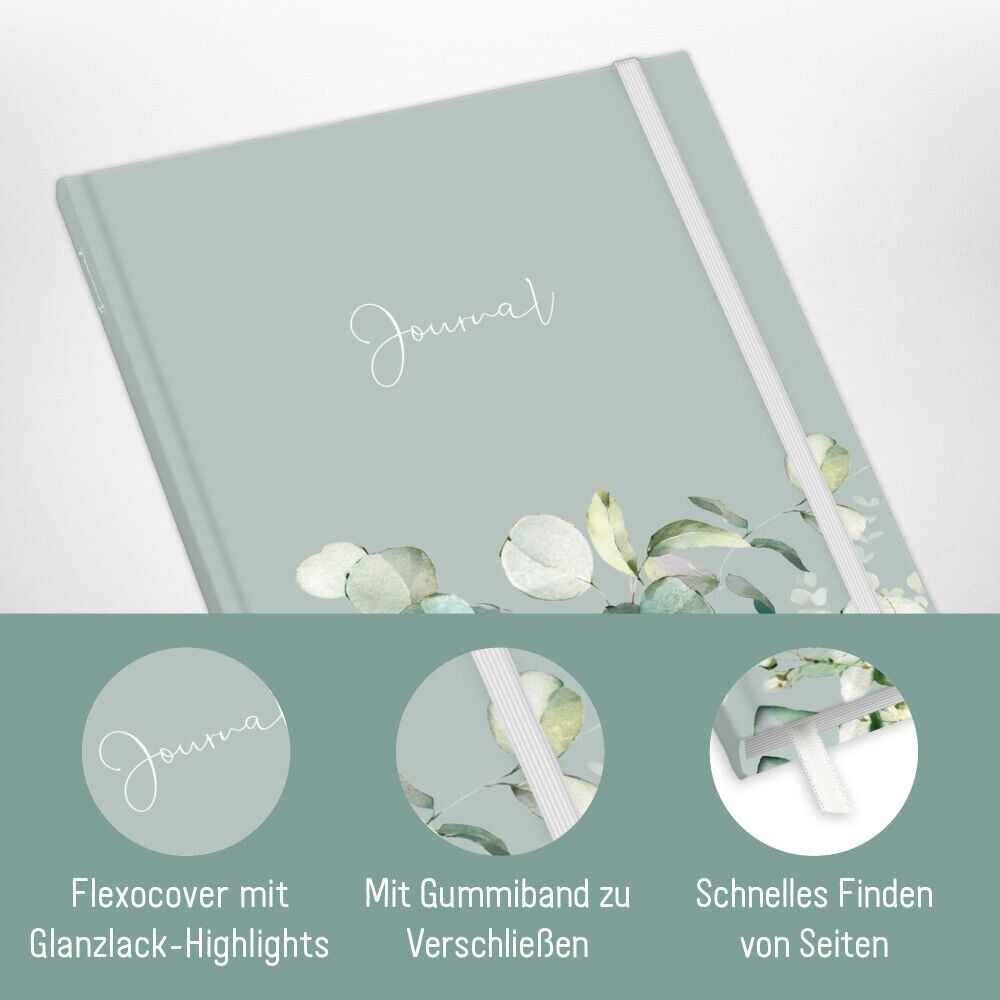 paper&you Journal  A4+ / gepunktet / Minty Leaves / Häfft-Verlag