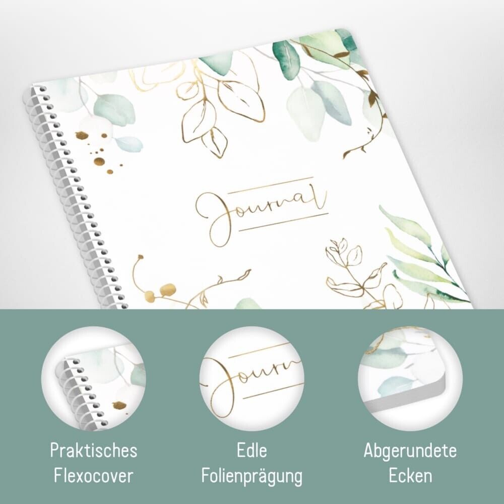 paper&you Journal mit Spiralbindung / dotted / A5 / Blattgold / vom Häfft-Verlag
