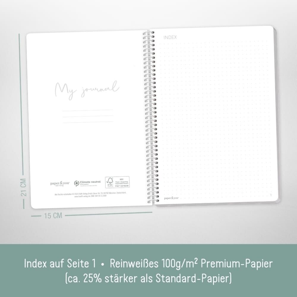 paper&you Journal mit Spiralbindung / dotted / A5 / Blattgold / vom Häfft-Verlag