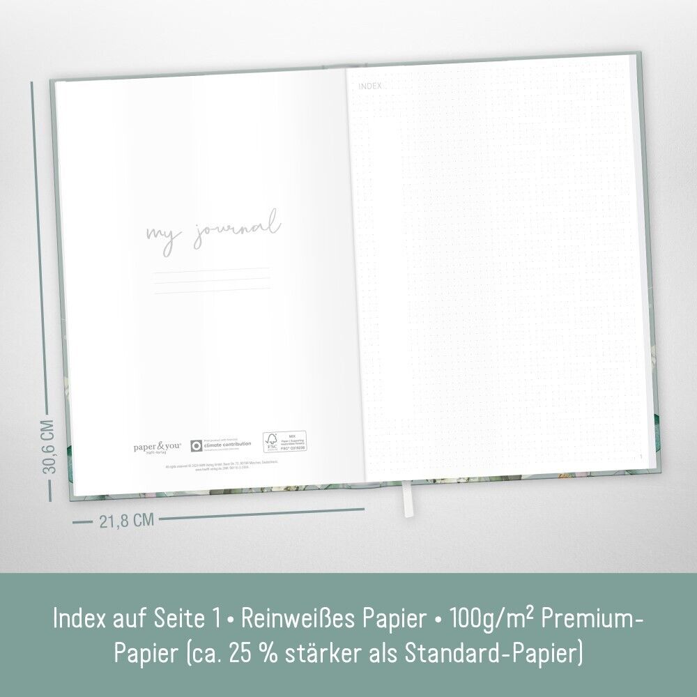 paper&you Journal  A4+ / gepunktet / Minty Leaves / Häfft-Verlag