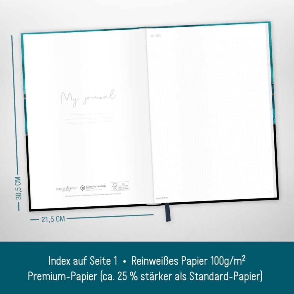 paper&you Journal / A4+ / dotted / Shiny Teal / Häfft-Verlag