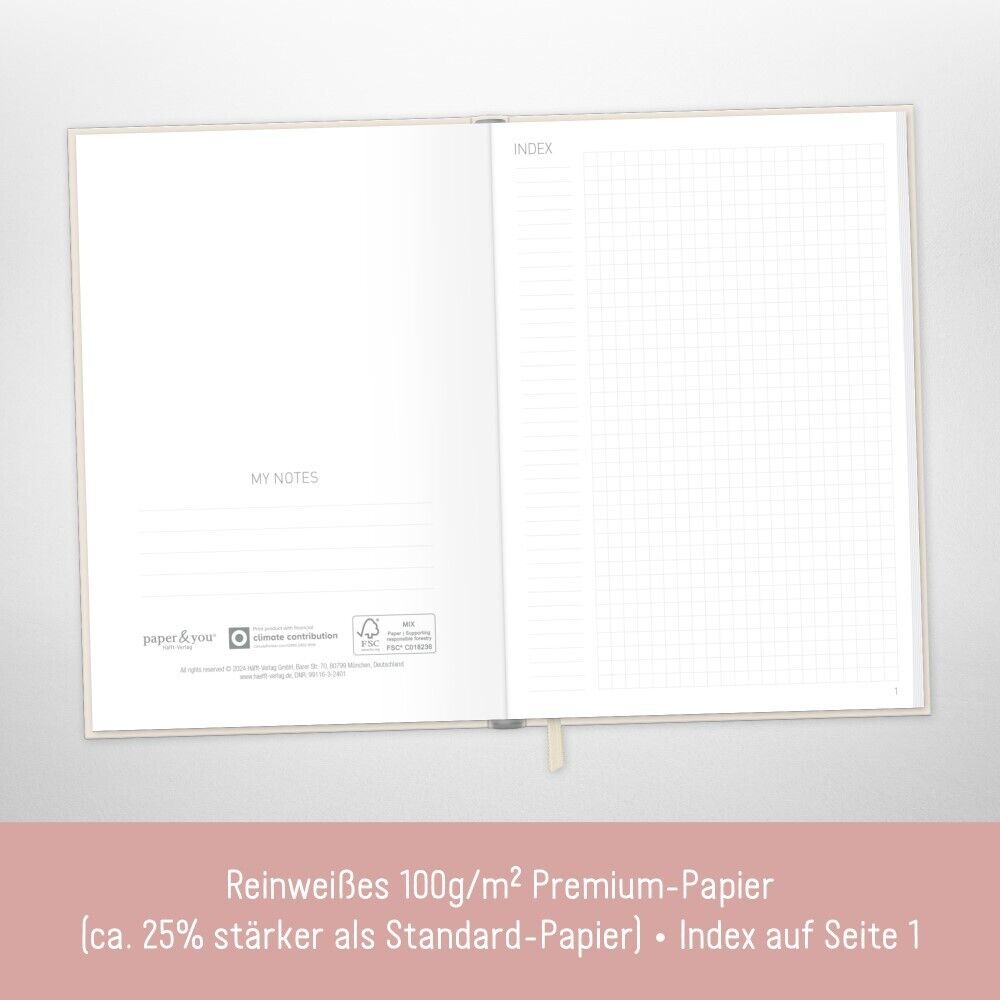 paper&you Notizbuch Classic A5 / kariert / Dainty Flower / Häfft-Verlag