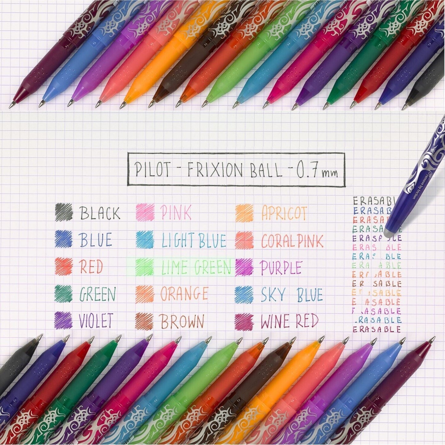 Pilot / Frixion Ball / Tintenroller / Naruto Limited Edition / 6-er Set / 0,35mm