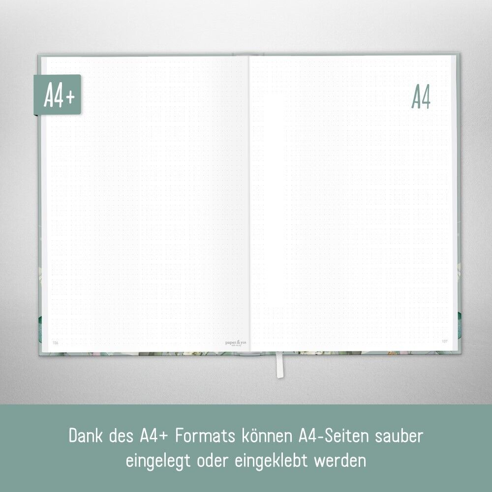 paper&you Journal  A4+ / gepunktet / Minty Leaves / Häfft-Verlag