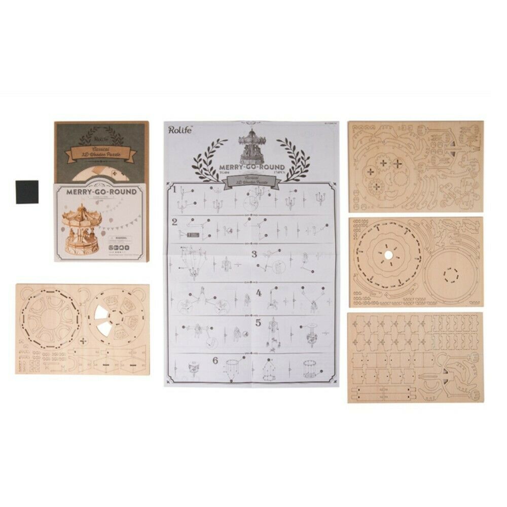 Rolife 3D-Holz-Puzzle "Merry-Go-Round" Karussell