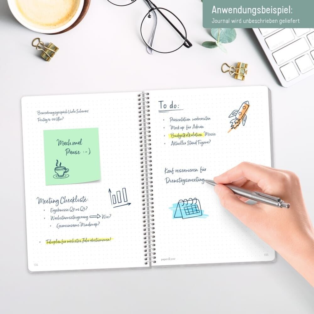 paper&you Journal mit Spiralbindung / dotted / A5 / Blattgold / vom Häfft-Verlag