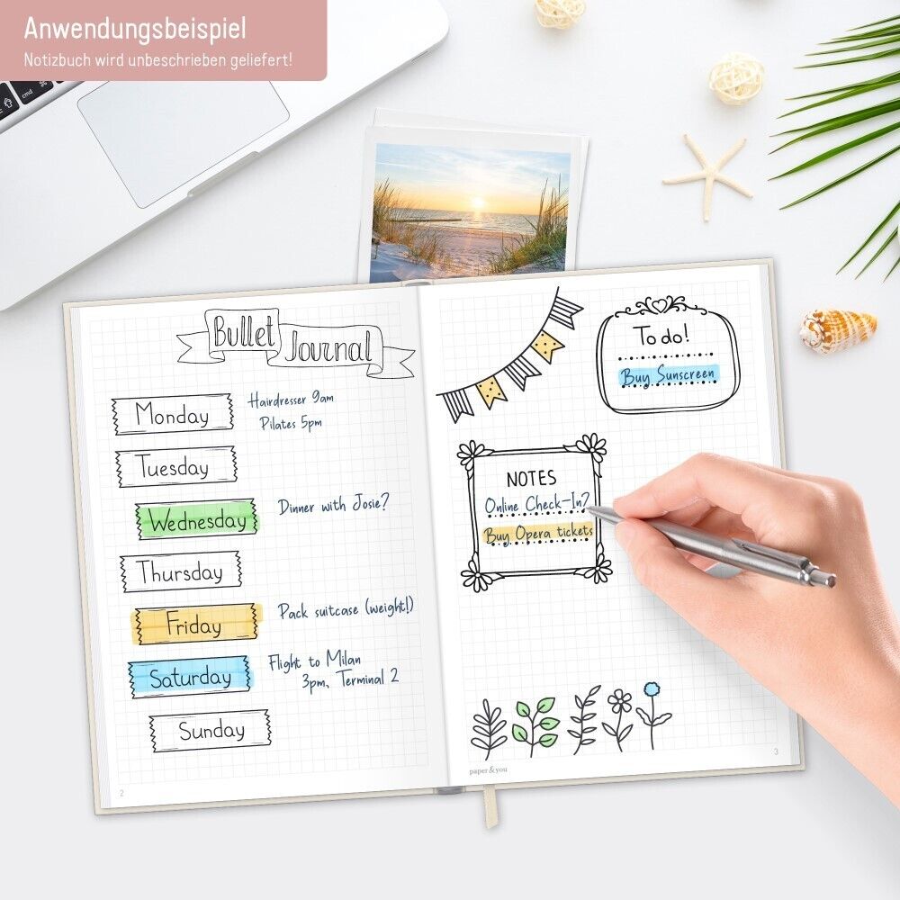 paper&you Notizbuch Classic A5 / kariert / Dainty Flower / Häfft-Verlag