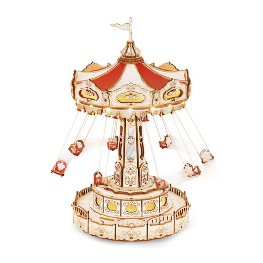 ROKR 3D-Holz-Puzzle Swing Ride / Kettenkarussell in Vergnügungspark