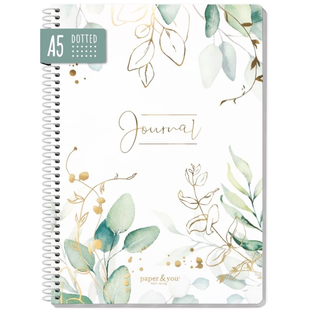 paper&you Journal mit Spiralbindung / dotted / A5 / Blattgold / vom Häfft-Verlag