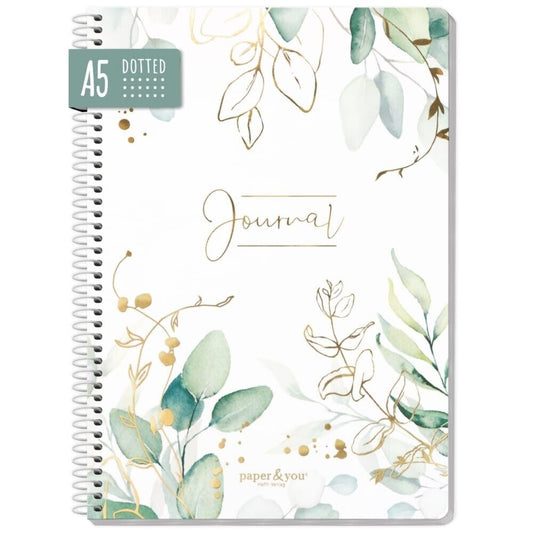 paper&you Journal mit Spiralbindung / dotted / A5 / Blattgold / vom Häfft-Verlag