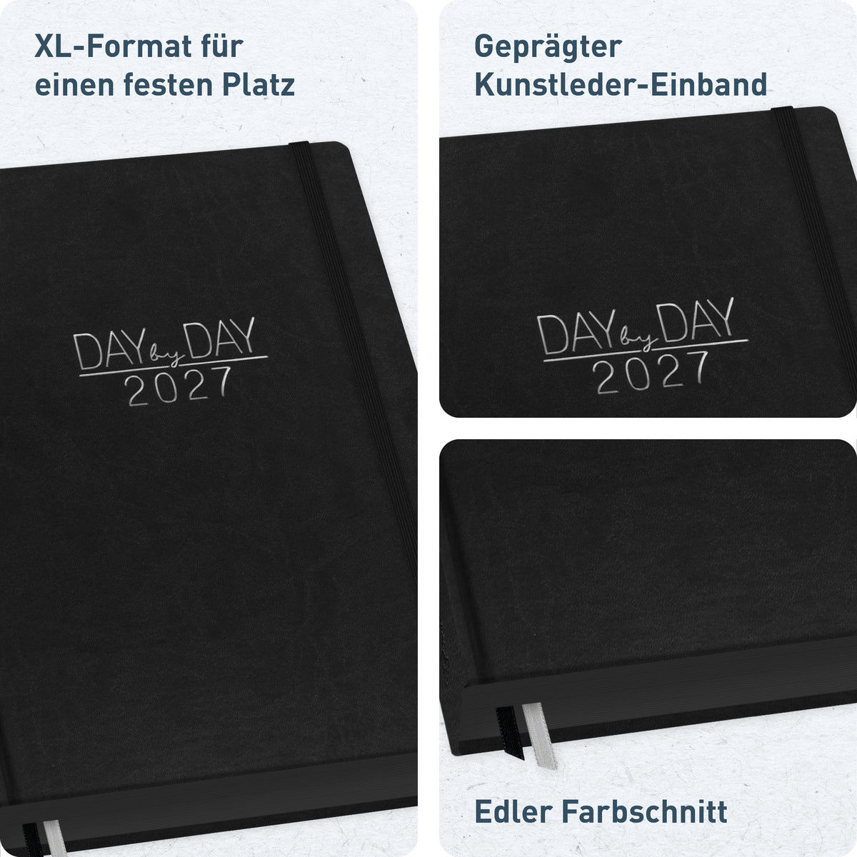 Häfft Organizer Day by Day Maxi Tageskalender 2027 A4+ "Schwarz"