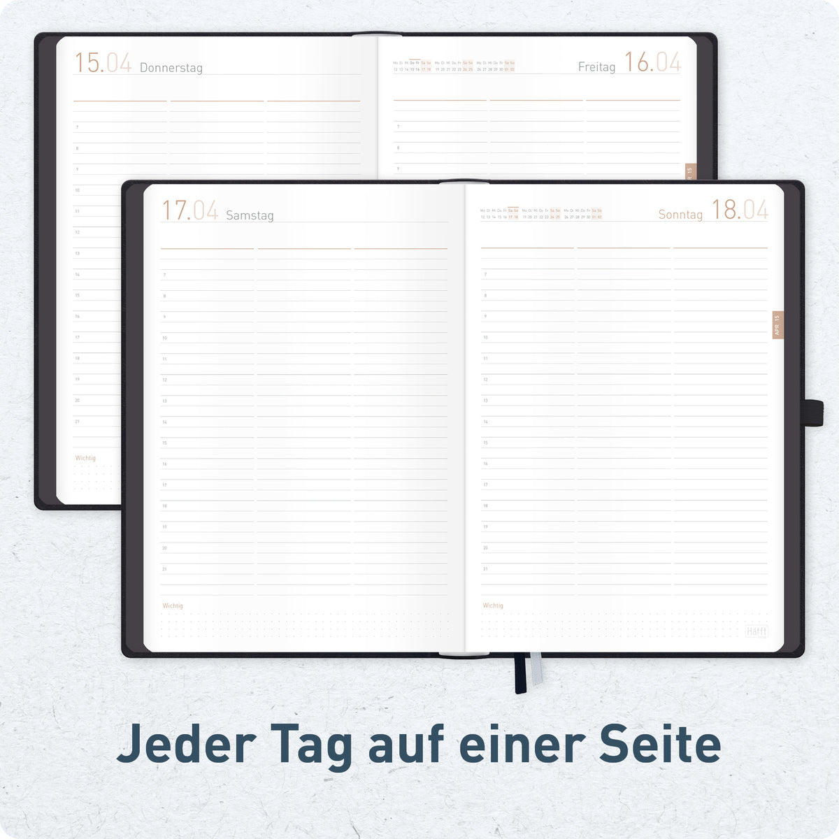 Häfft Organizer Day by Day Maxi Tageskalender 2027 A4+ "Schwarz"