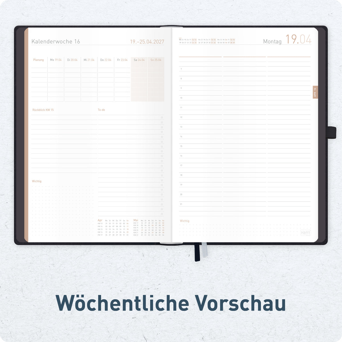 Häfft Organizer Day by Day Maxi Tageskalender 2027 A4+ "Schwarz"
