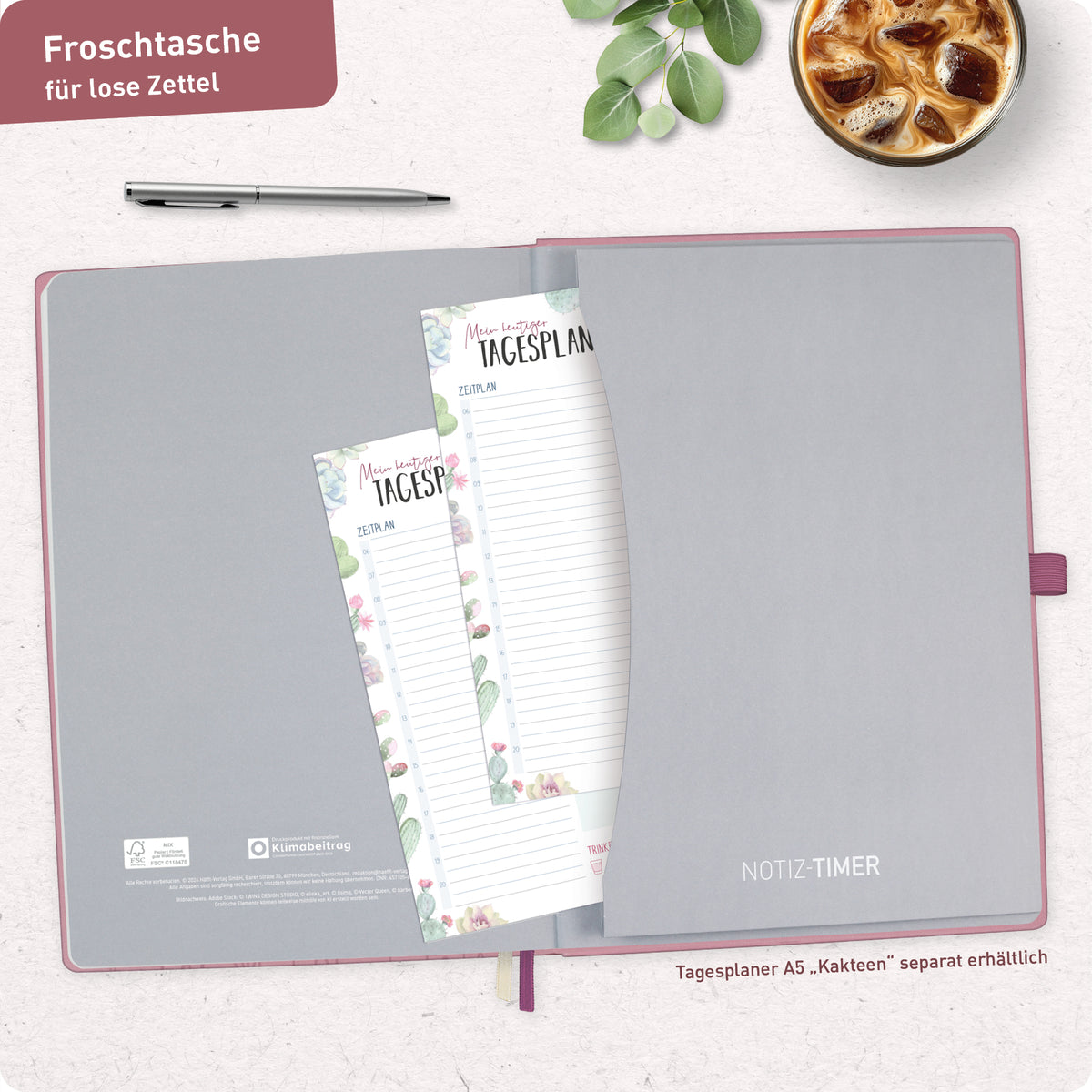 Planungsansicht von Häfft Wochen-Notiz-Kalender 2027 A4 im Motiv „Fine Flowers rosé“.