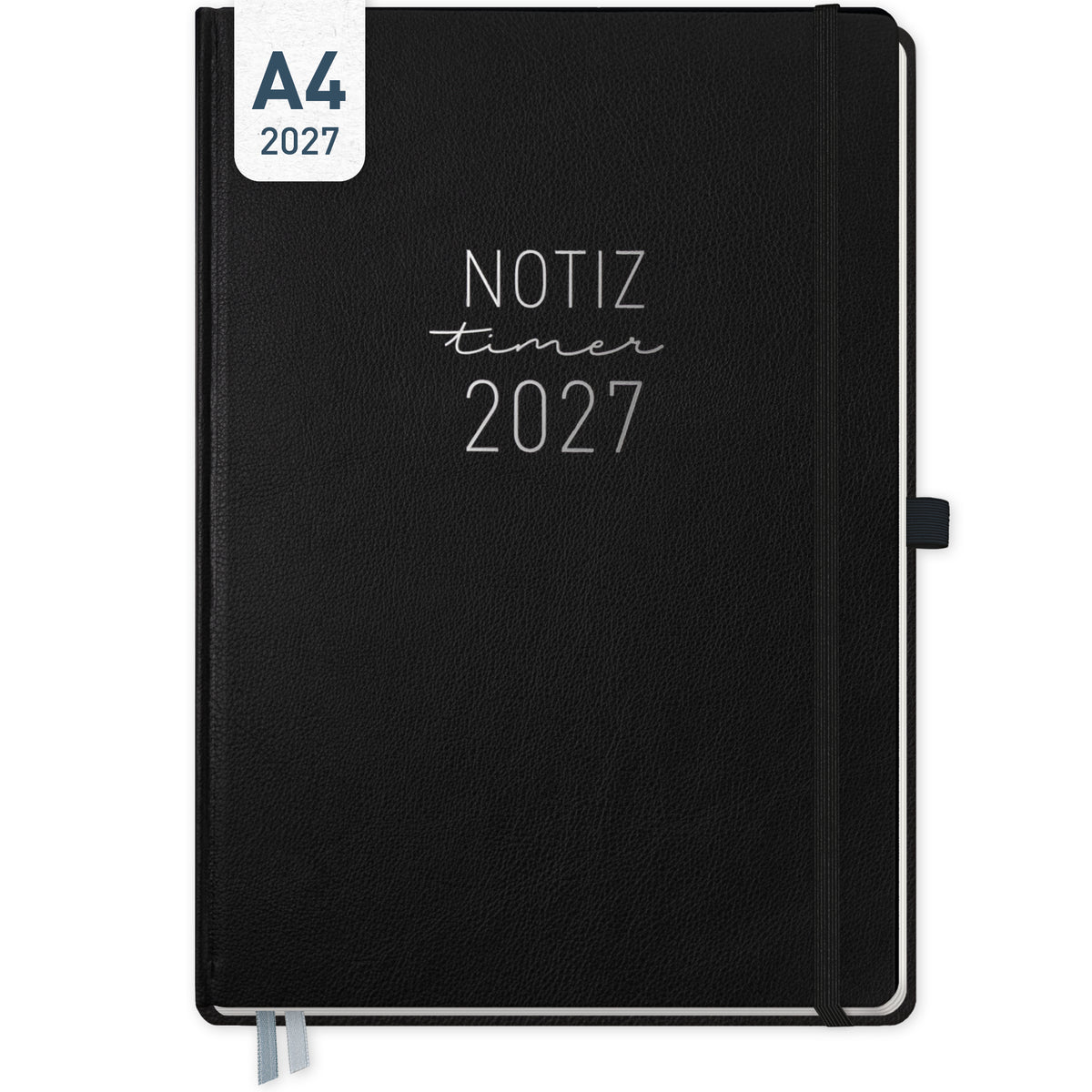 Coveransicht von Häfft Wochen-Notiz-Kalender 2027 A4 im Motiv „Schwarz“.
