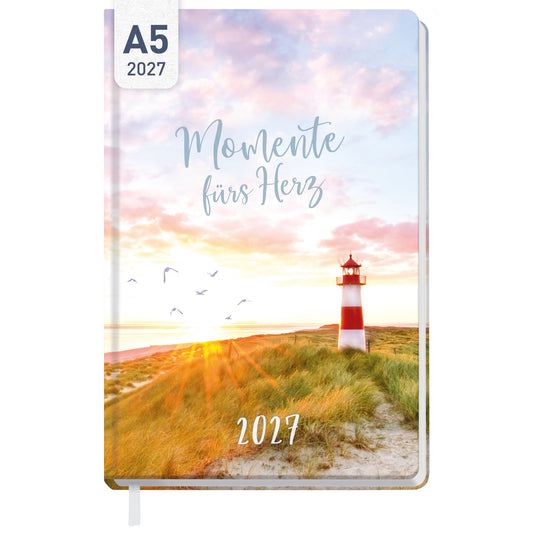 Coveransicht von Häfft Großdruck-Kalender 2027 A5 - extra große Schrift im Motiv „Leuchtturm“.