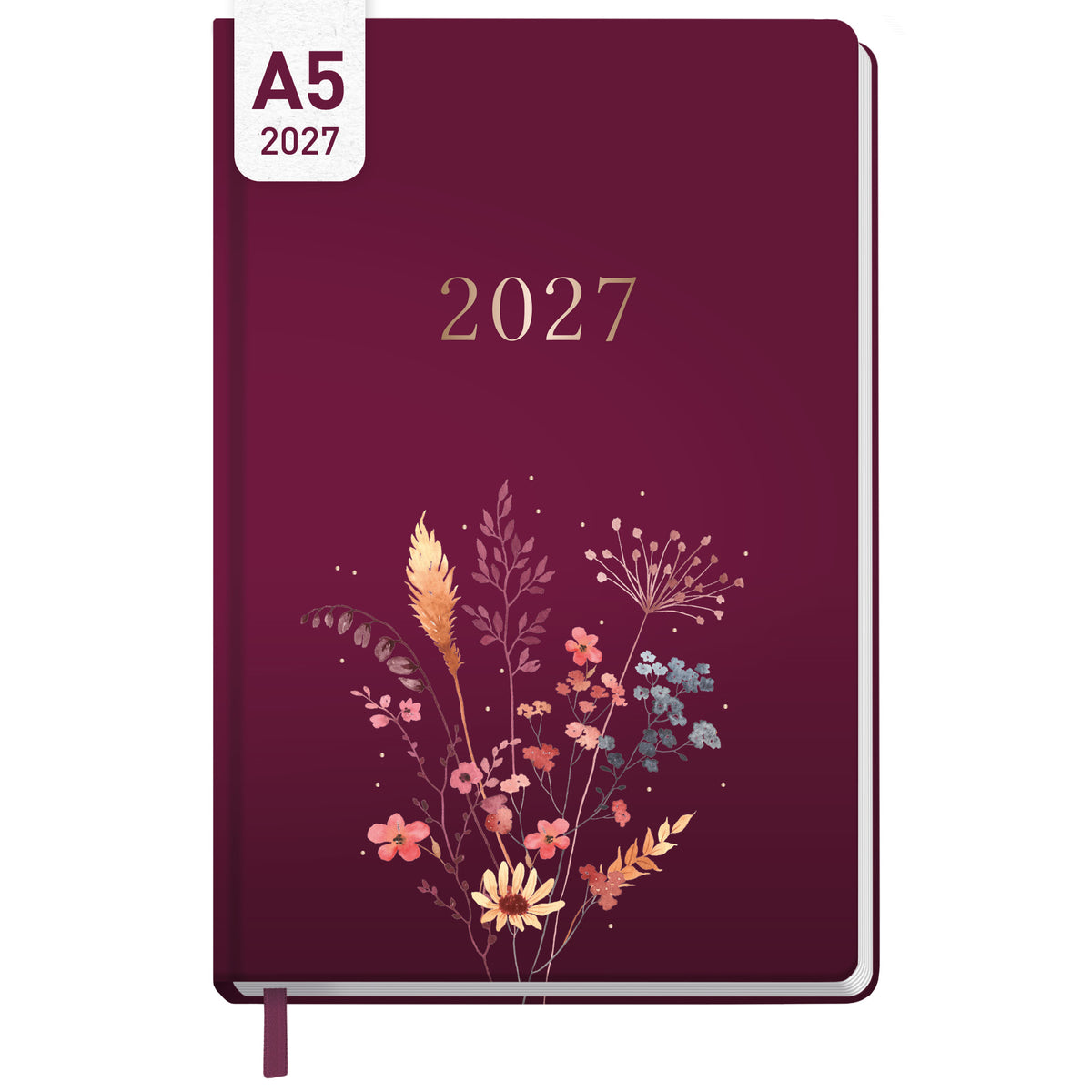 Coveransicht von Häfft Großdruck-Kalender 2027 A5 - extra große Schrift im Motiv „Blumenzauber“.