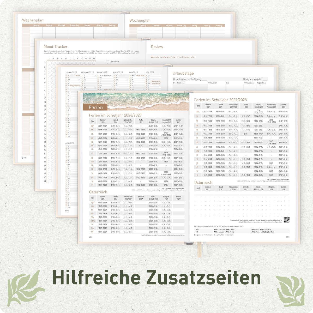 Zusatzseiten von Häfft Chäff-Timer Classic 2027 A5 Terminkalender im Motiv „Flower Power pink“.