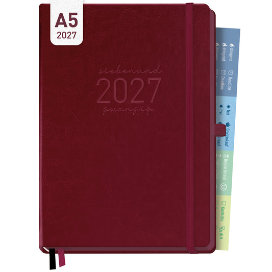 Coveransicht von Häfft Chäff-Timer Deluxe Kalender 2027 A5 Wochenplaner im Motiv „Berry“.