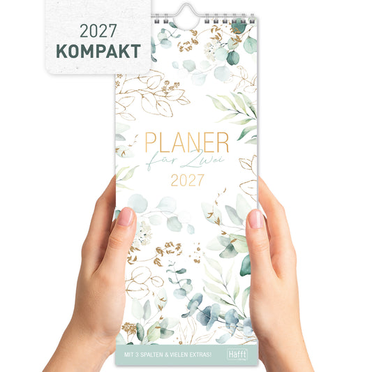 Coveransicht von Häfft Planer für Zwei kompakt - Familienkalender 2027 mit 3 Spalten.