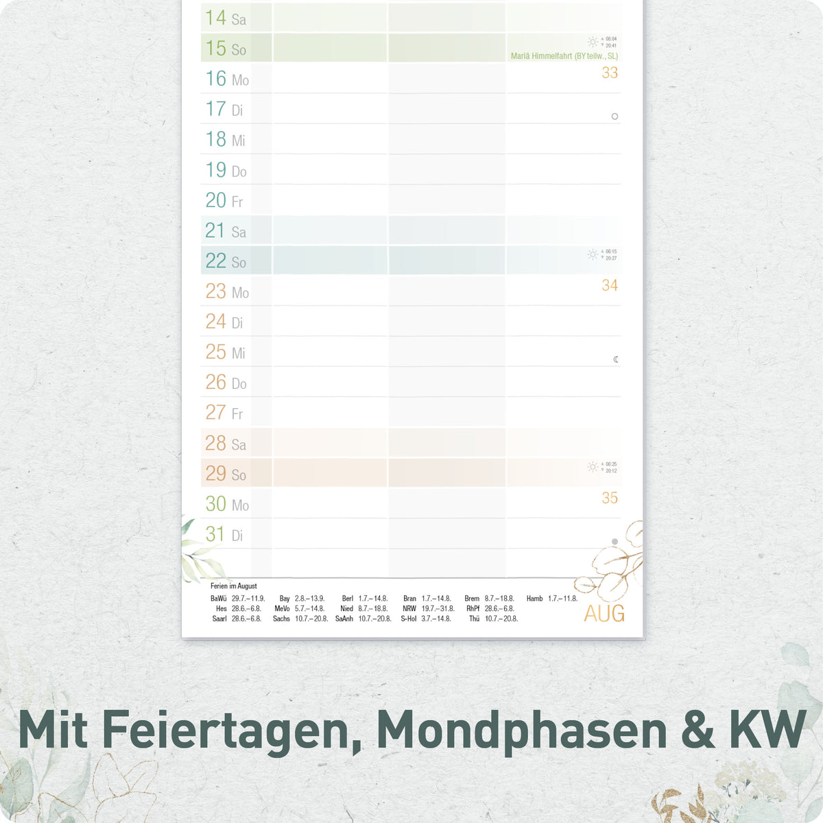 Innenansicht von Häfft Planer für Zwei kompakt - Familienkalender 2027 mit 3 Spalten mit Monatsübersicht.