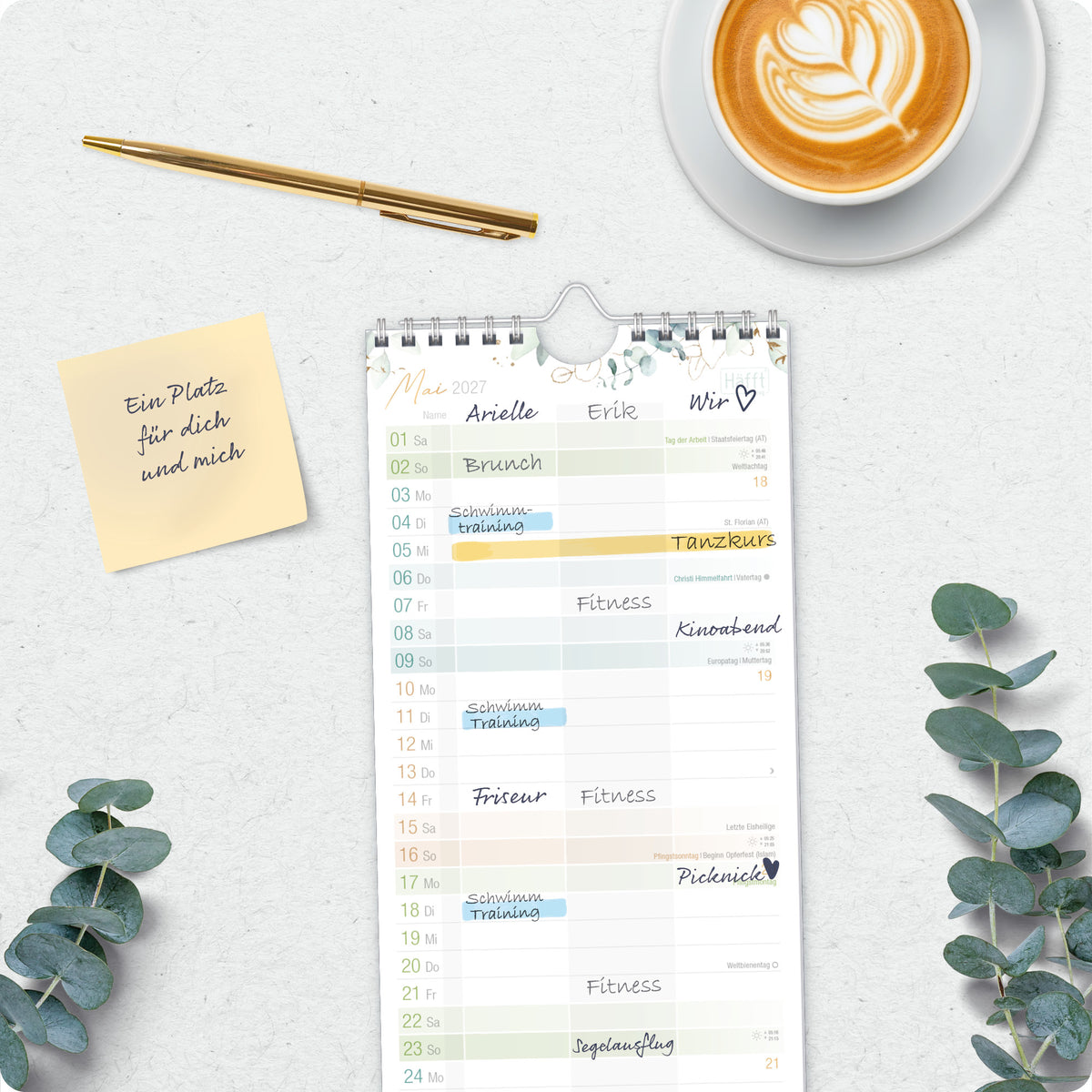 Gemeinsame Planung im Detail von Häfft Planer für Zwei kompakt - Familienkalender 2027 mit 3 Spalten.