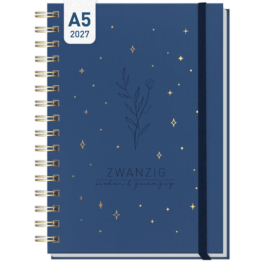 Coveransicht von Häfft Lieblings-Timer Ringbuch-Kalender 2027 A5 im Motiv „Night Flower“.