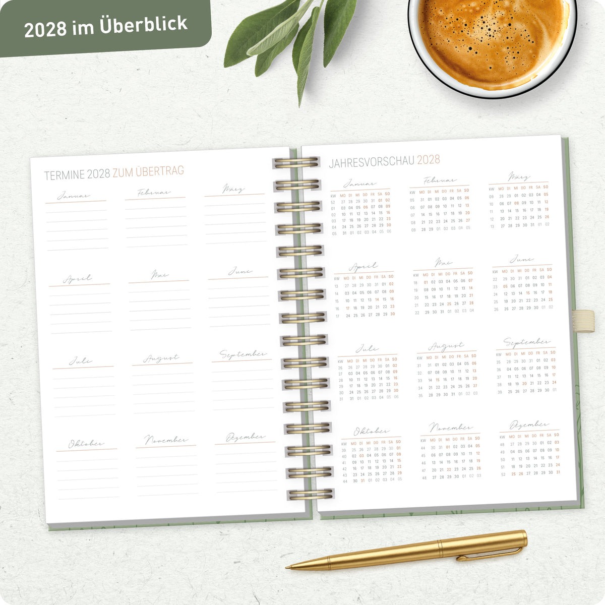 Planung im Detail von Häfft Lieblings-Timer Deluxe Ringbuch-Kalender 2027 A5 im Motiv „Fine Flowers“.