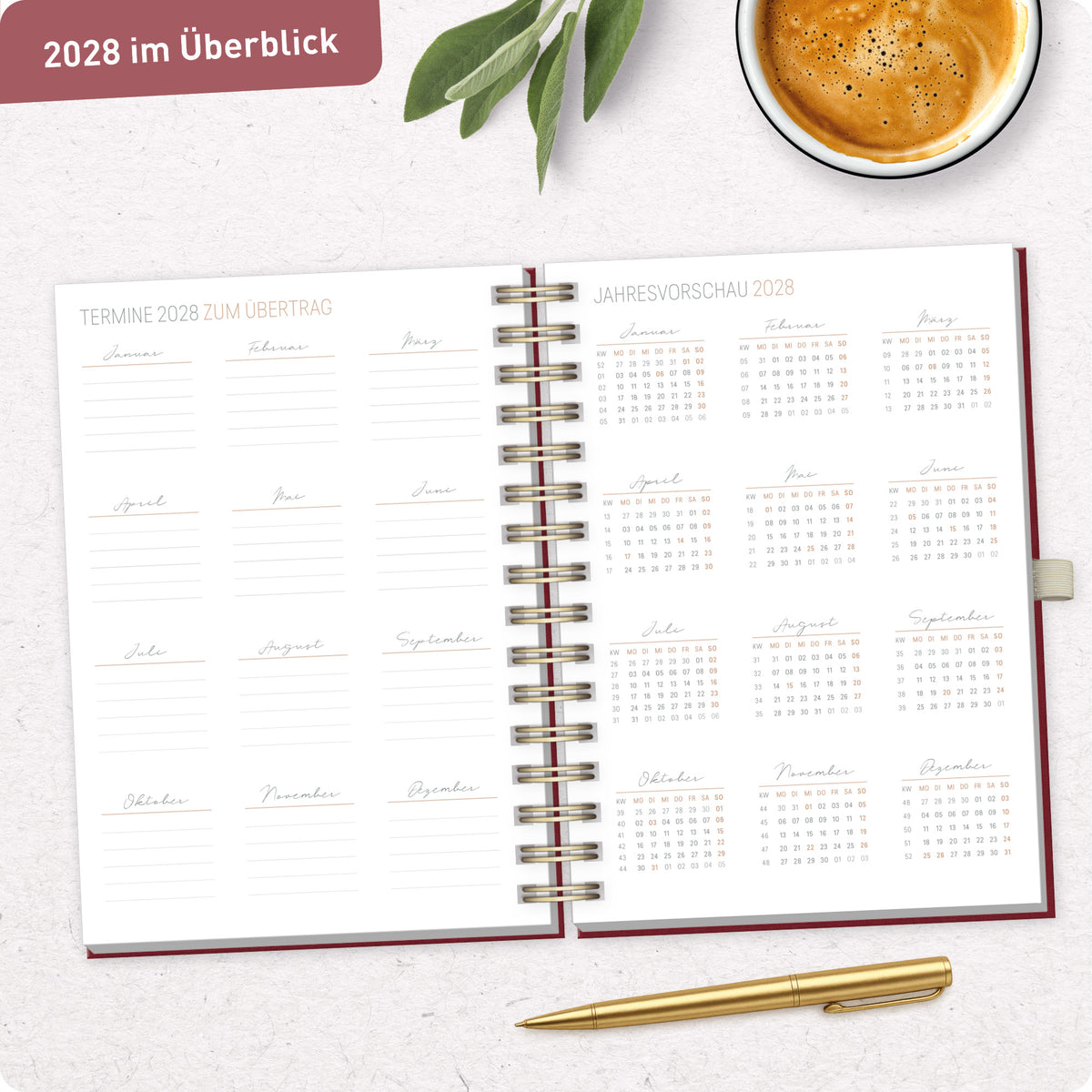 Planung im Detail von Häfft Lieblings-Timer Deluxe Ringbuch-Kalender 2027 A5 im Motiv „Magic Heart“.