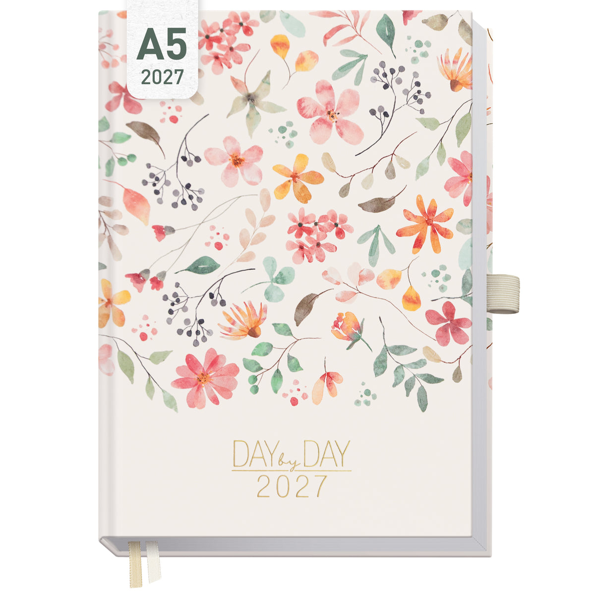 Coveransicht von Häfft Organizer Day by Day Tagesplaner 2027 A5 im Motiv „Wild Blossoms“.