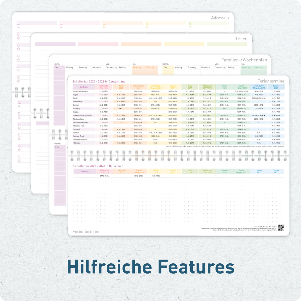 Kalenderwochen & Termine von Häfft Wochen-Tischkalender 2027 quer zum Aufstellen - für DE & AT.