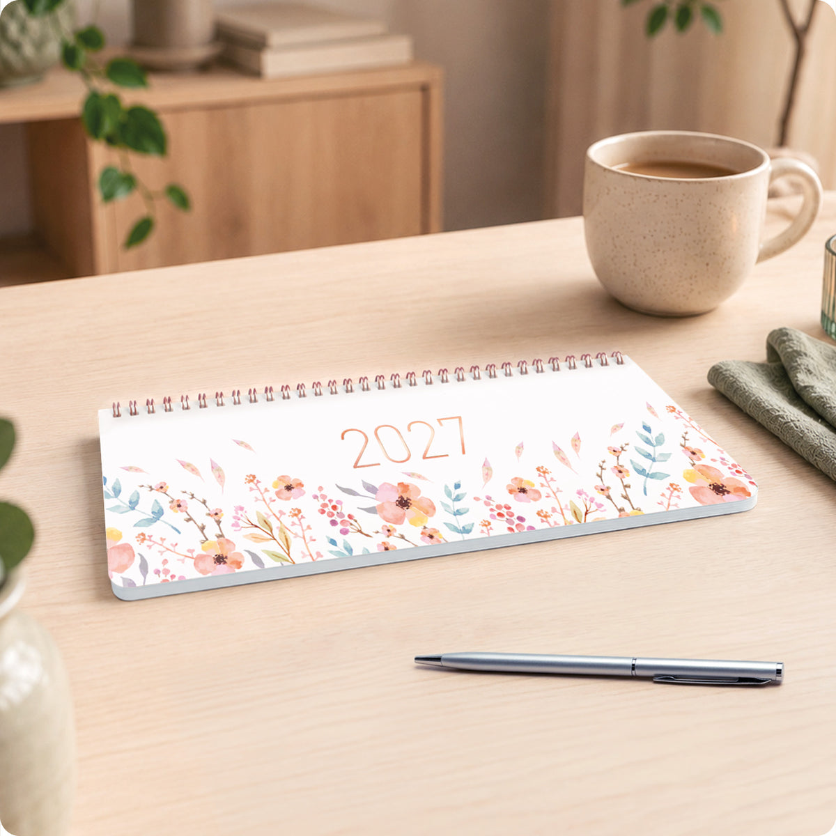 Zusatzinformationen von Häfft Wochen-Tischkalender 2027 quer - für DE & AT im Motiv „Sweet Flowers“.