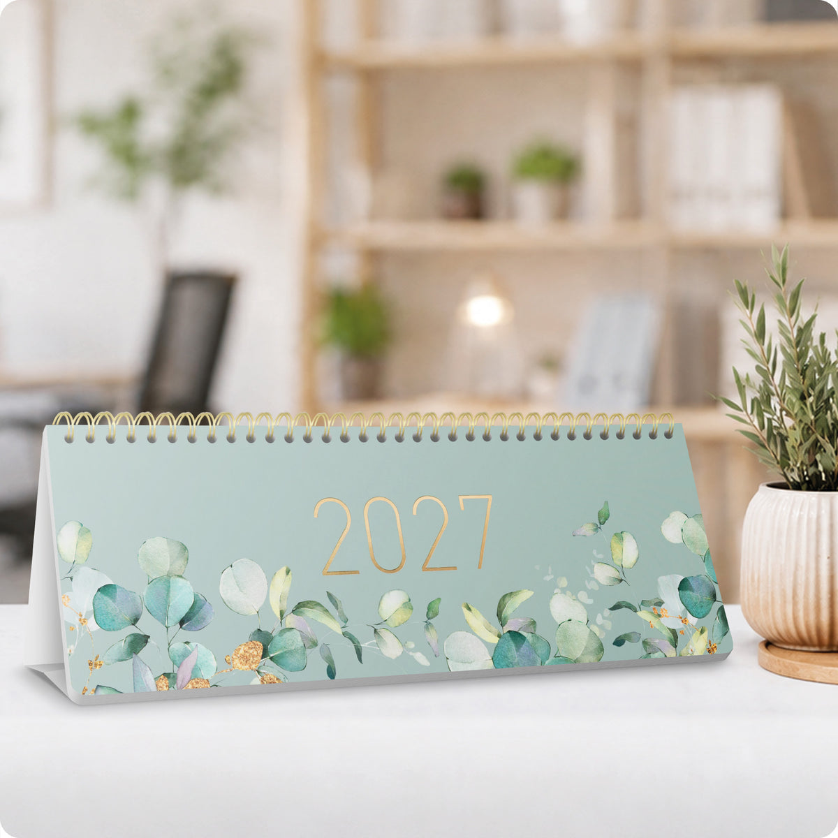 Zusatzinformationen von Häfft Wochen-Tischkalender 2027 quer zum Aufstellen - für DE & AT.