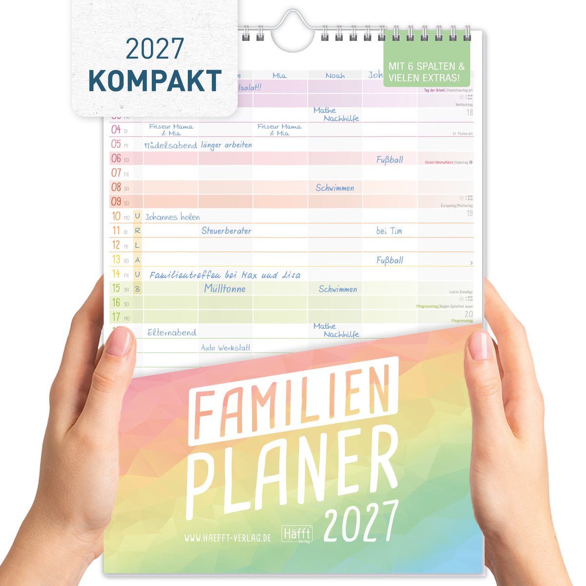 Coveransicht von Häfft Familienplaner 2027 mit 6 Spalten - Wandkalender im Motiv „Rainbow“.