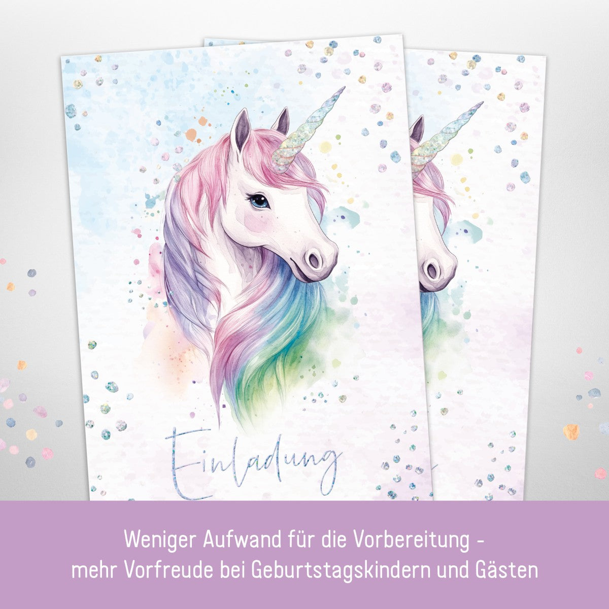 Häfft Einladungskarten A6 12er Set / Einhorn