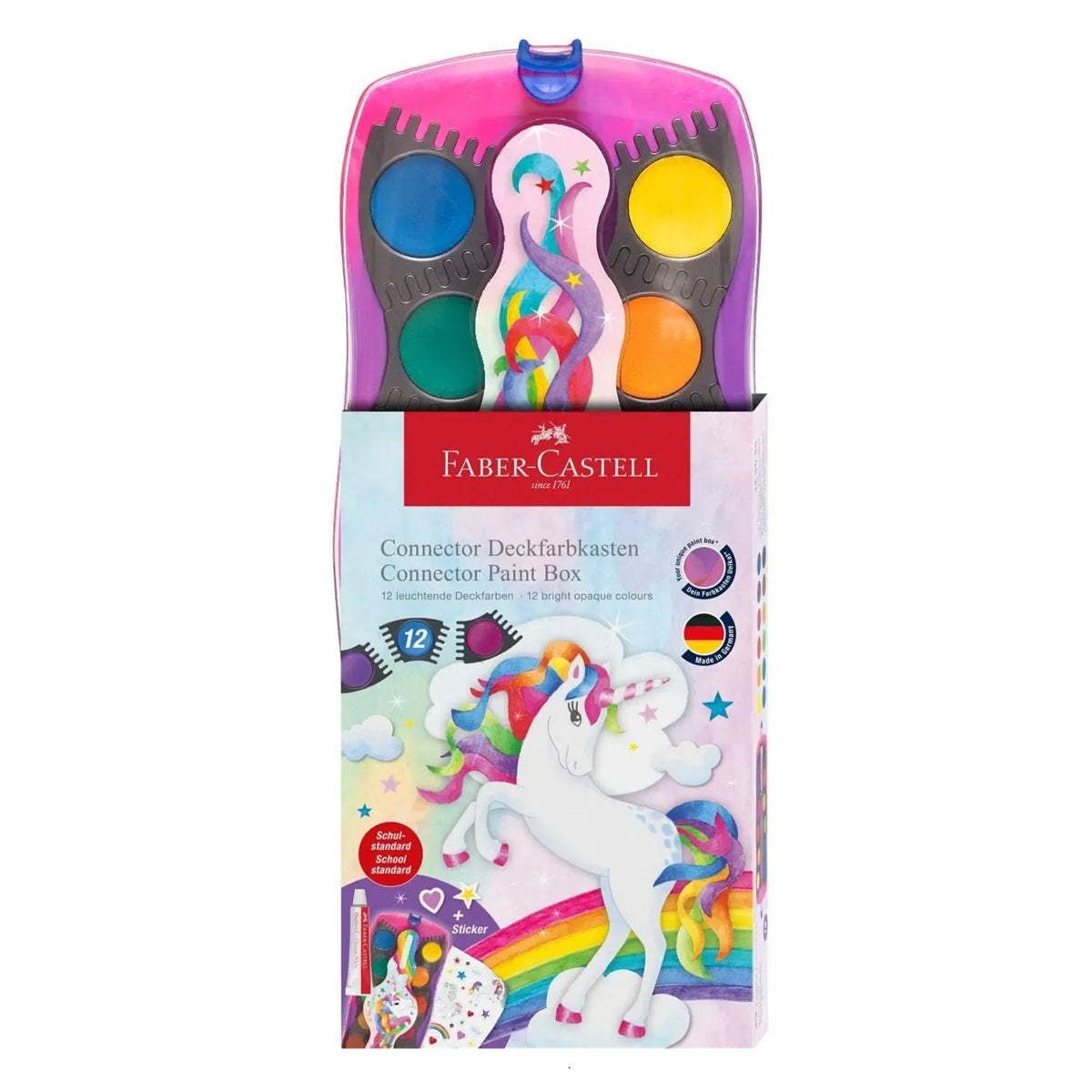 Faber Castell Farbkasten Connector / Einhorn-Edition / 12 Farben