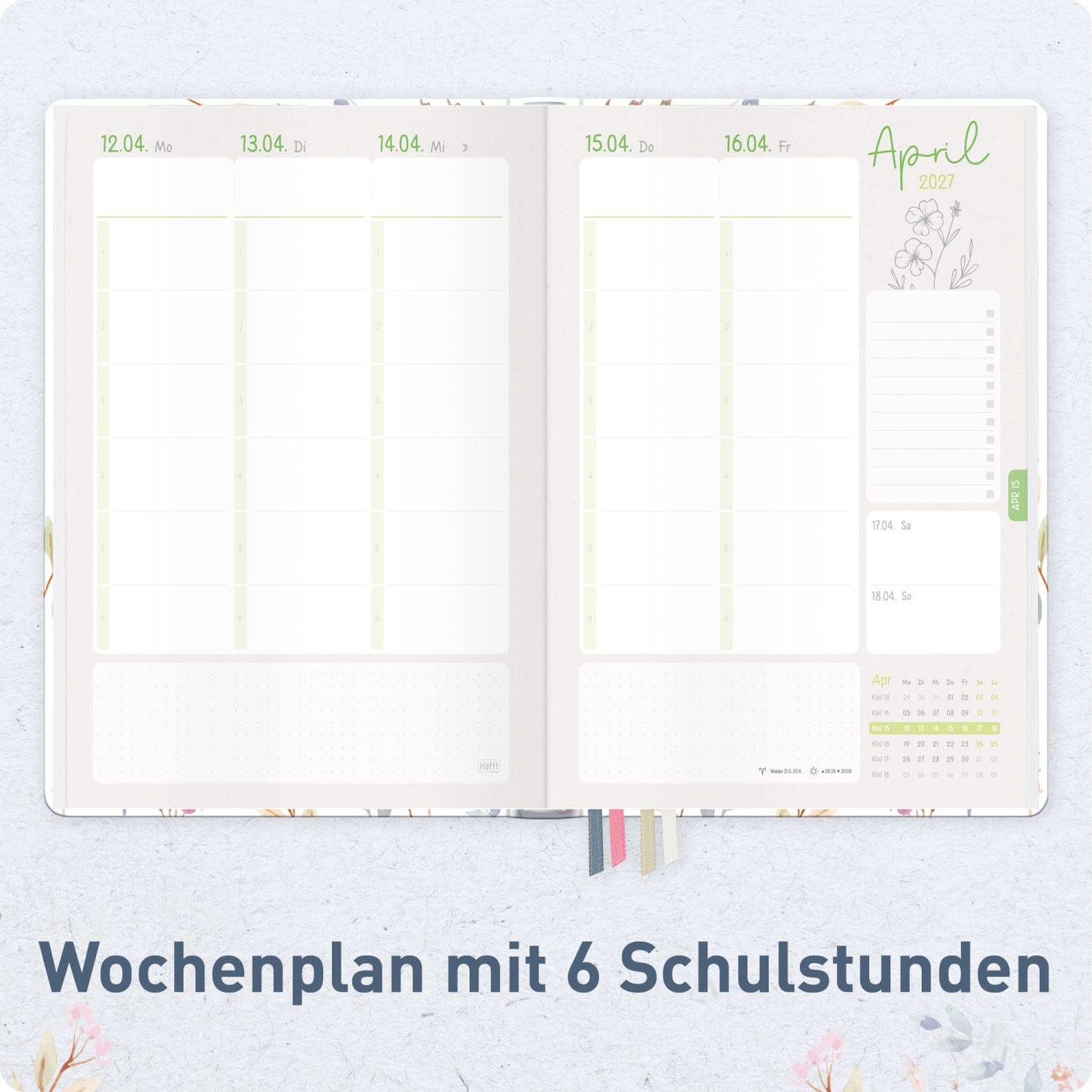 Häfft Lehrer-Planer Grundschule Maxi 2026/2027 / A4+ / Sweet Flowers