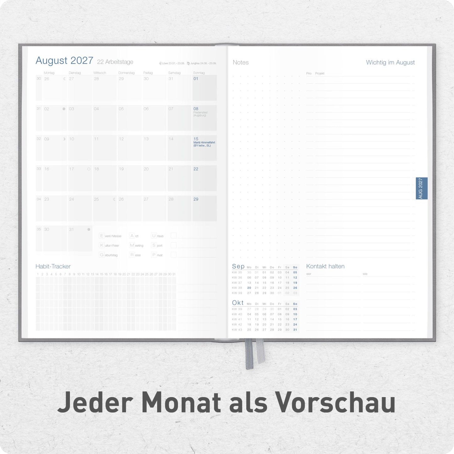 Business-Timer 2026/2027 / 17 Monate / A5 / Grau-Rosé / Häfft-Verlag