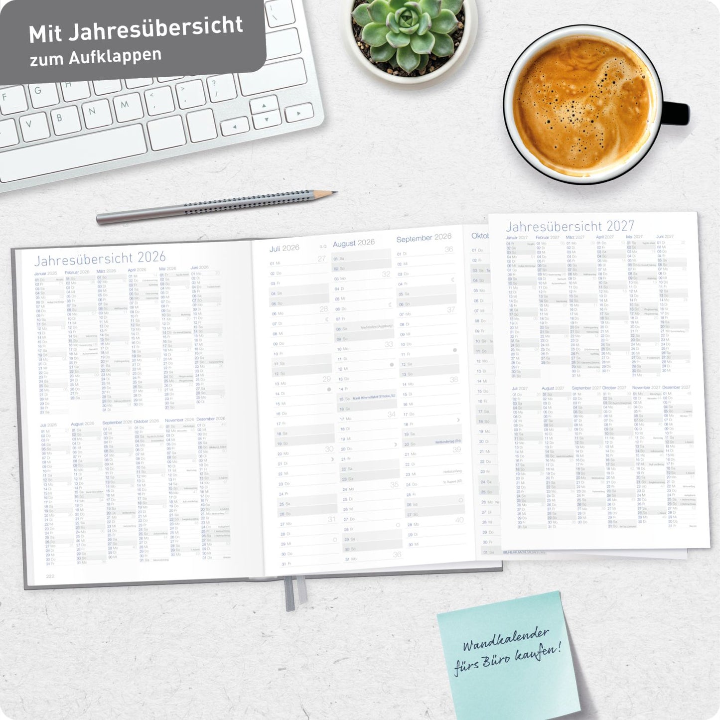 Business-Timer 2026/2027 / 17 Monate / A5 / Grau-Rosé / Häfft-Verlag