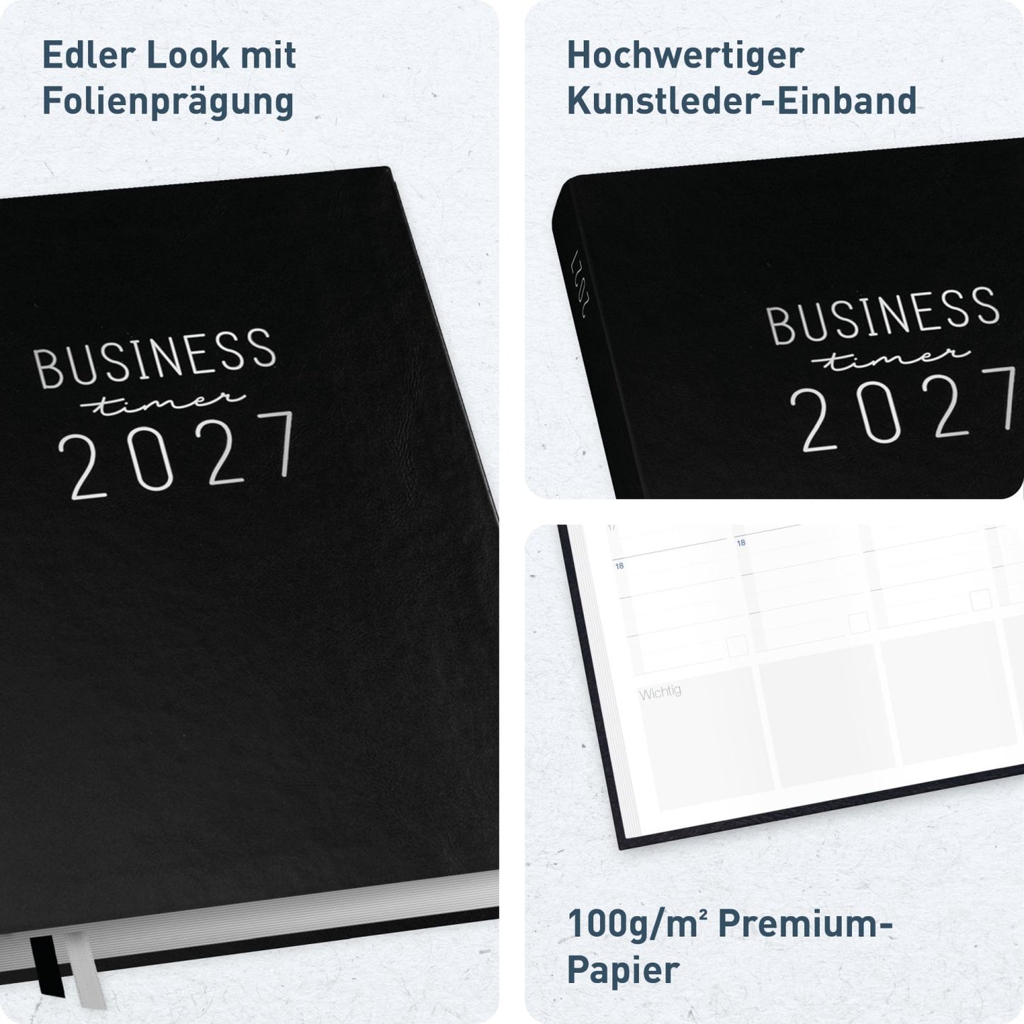 Business-Timer 2026/2027 / 17 Monate / A5 / Schwarz / Häfft-Verlag
