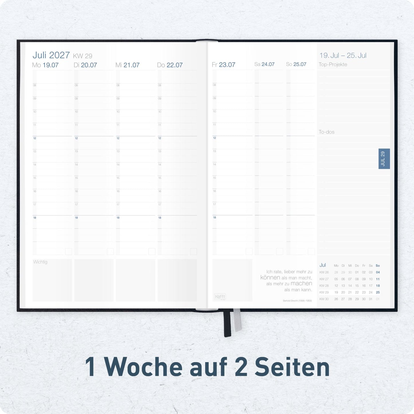 Business-Timer 2026/2027 / 17 Monate / A5 / Schwarz / Häfft-Verlag
