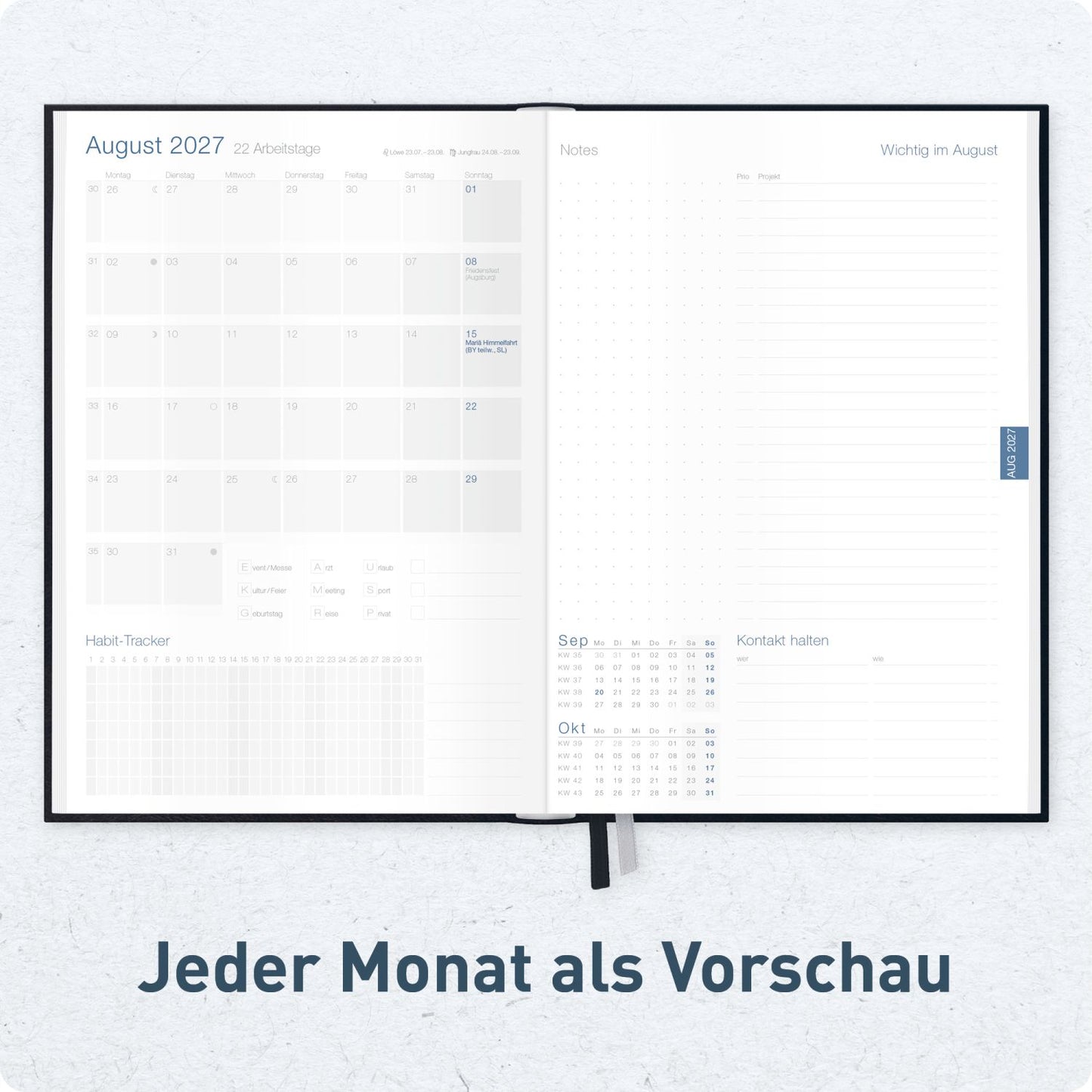 Business-Timer 2026/2027 / 17 Monate / A5 / Schwarz / Häfft-Verlag