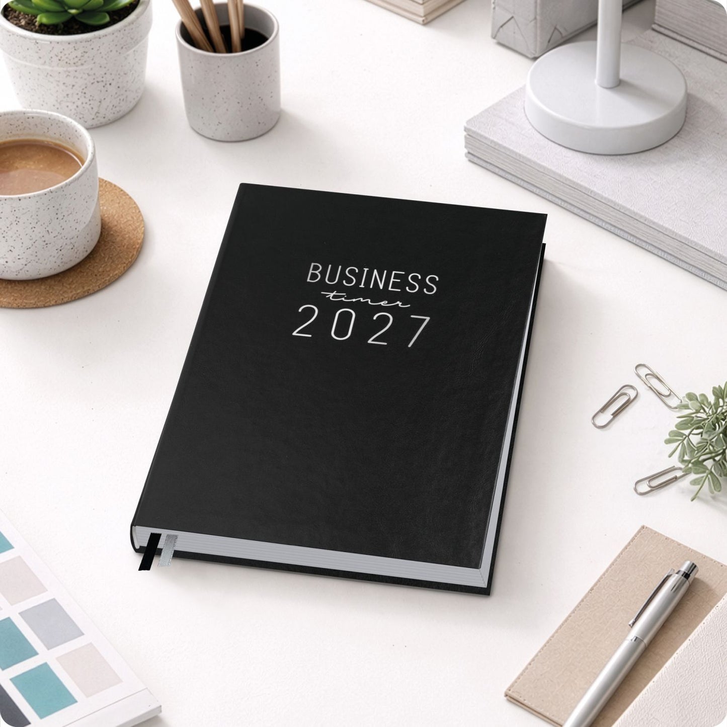 Business-Timer 2026/2027 / 17 Monate / A5 / Schwarz / Häfft-Verlag