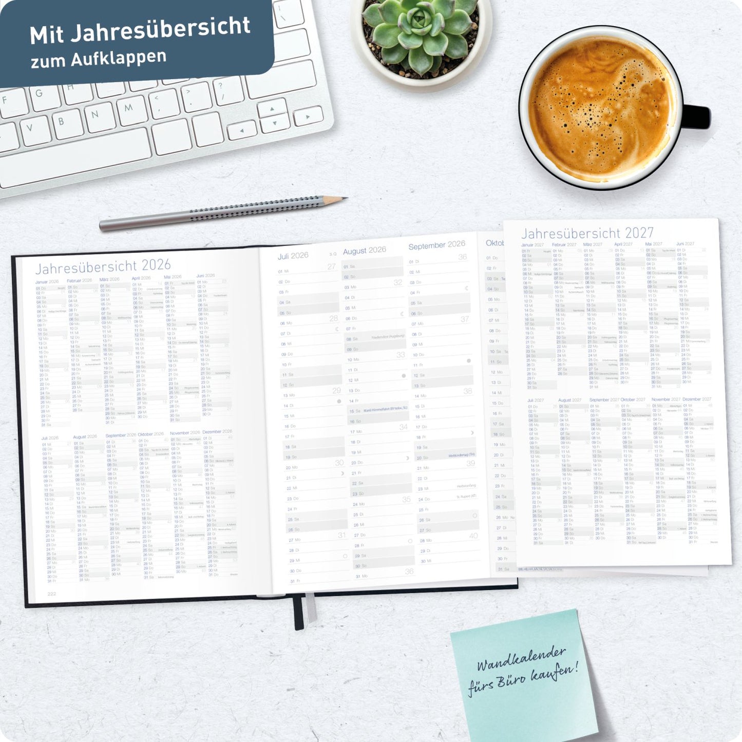 Business-Timer 2026/2027 / 17 Monate / A5 / Schwarz / Häfft-Verlag