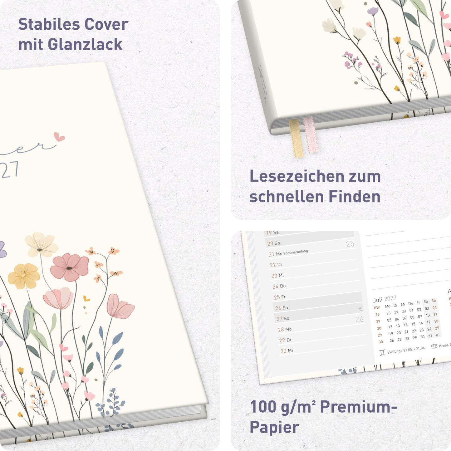 Chäff-Timer 2026/2027 / 17 Monate / A5 / Flower Joy / Häfft-Verlag