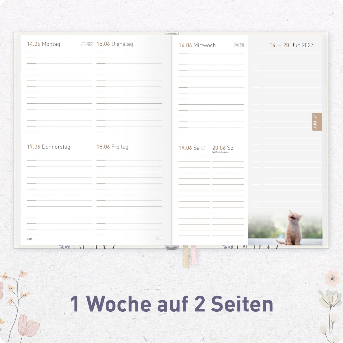 Chäff-Timer 2026/2027 / 17 Monate / A5 / Flower Joy / Häfft-Verlag