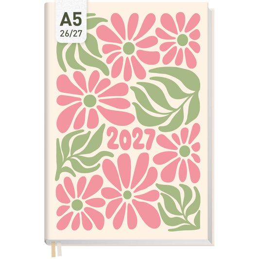 Chäff-Timer 2026/2027 / 17 Monate / A5 / Flower Power pink / Häfft-Verlag