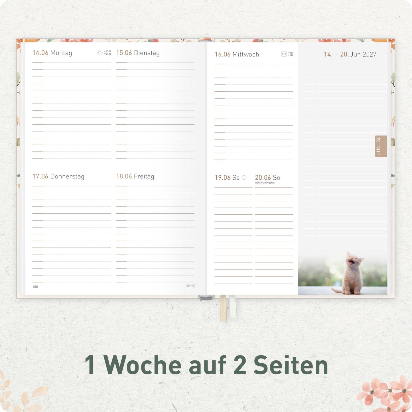 Chäff-Timer 2026/2027 / 17 Monate / A5 / Wild Blossoms / Häfft-Verlag